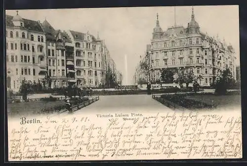 AK Berlin, Victoria Luisen Platz mit Brunnen