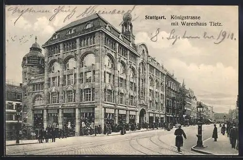 AK Stuttgart, Warenhaus Tietz in der Königstrasse