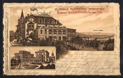 AK Bredeney, Blick auf Kurhaus Ruhrstein, Villa Hügel