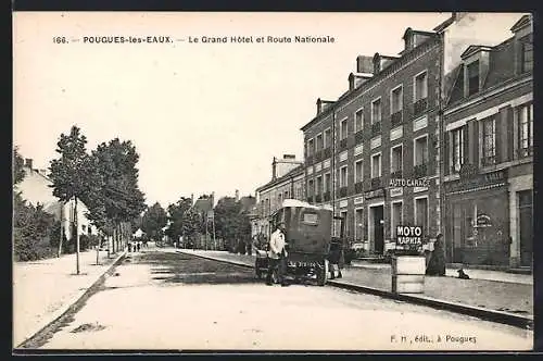 AK Pougues-les-Eaux, Le Grand Hôtel et Route Nationale