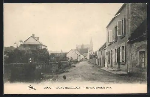 AK Montreuillon, Route, Grande Rue, Strassenpartie