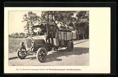 AK Ein 5t-Brauerei-Lastwagen bereift mit Continental-Vollreifen