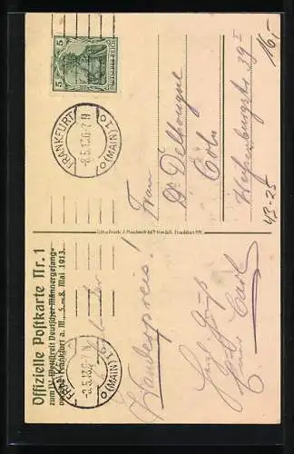 Künstler-AK Frankfurt a. M., IV. Wettstreit Deutscher Männergesangvereine 1913