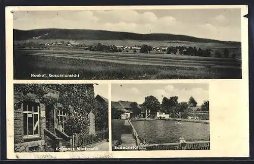 AK Neuhof / Fulda, Gesamtansicht, Kaufhaus Bleckmann, Badeanstalt