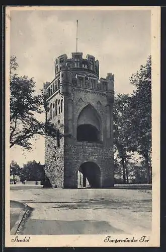 AK Stendal, Tangermünder Tor nebst der Strasse