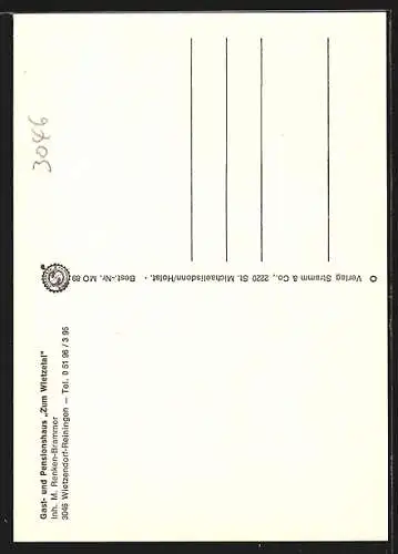 AK Wietzendorf-Reiningen, Pensions- und Gasthaus Zum Wietzetal, Inh. M. Renken-Brammer