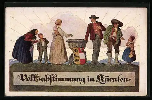 AK Kärnten, Menschen bei der Volksabstimmung 1920, Wappen