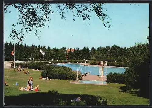 AK Burg /Dithmarschen, Badegäste im Waldschwimmbad