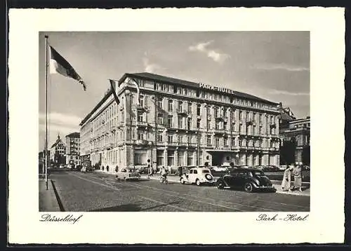 AK Düsseldorf, Park-Hotel mit Strassenpartie