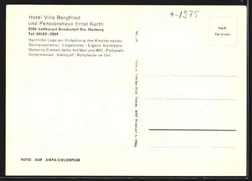 AK Bendestorf /Krs. Harburg, Hotel Villa Bergfried und Pensionshaus Ernst Kurth, Innenansicht, Garten