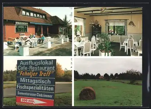 AK Ostrhauderfehn, Cafe-Restaurant Fehntjer Treff am Langholter Meer, Innenansicht, Schild