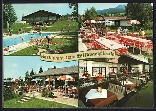 AK Nesselwang, Restaurant-Cafe Wildbachklause im Feriendorf Reichenbach, Bgm.-Martin-Strasse 7, Innenansicht, Terrasse