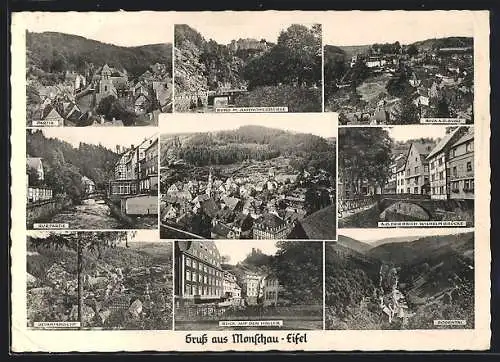 AK Monschau, Rurpartie, Ortsansicht, Blick auf den Haller