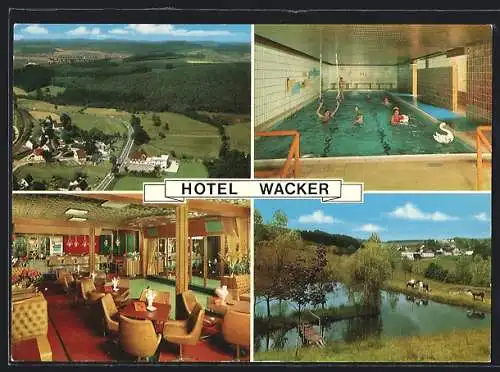 AK Wenden-Brün / Sauerland, Hotel-Restaurant Wacker, Innenansichten, Teich