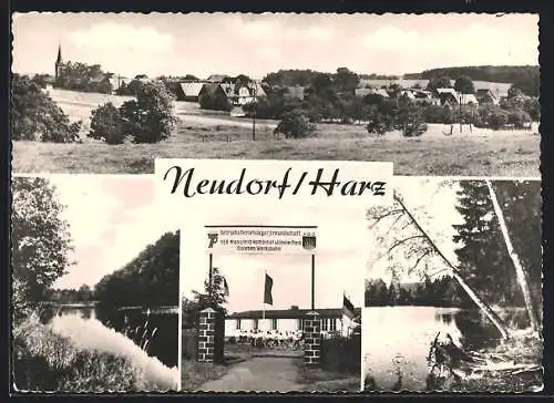 AK Neudorf /Harz, Grenzteich, Ferienlager des VEB Mansfeld, Gesamtansicht