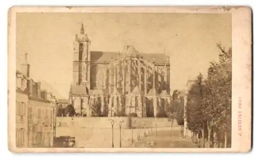 Fotografie J. Guittet, Le Mans, Quai de la Digue, Ansicht Le Mans, Blick auf die Kathedrale