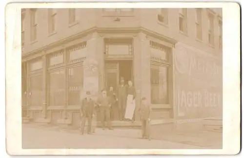 Fotografie Brooklyn Photo View & Co., Omaha / NE, Ansicht Omaha, Louis Schmidt`s Beer Hall, Metz & Bro. Lager Beer