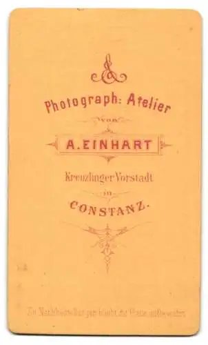 Fotografie A. Einhart, Constanz, Kreuzlinger Vorstadt, Portrait eines Soldaten in Uniform