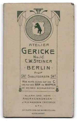 Fotografie Atelier Gericke, Berlin, Skalitzerstr. 54c, Porträt eines uniformierten Soldaten