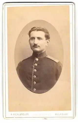 Fotografie A. Mehlbreuer, Mulhouse, Rue de Riedisheim 15, Porträt eines Soldaten in Uniform