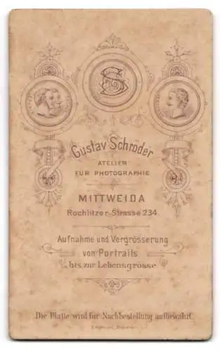 Fotografie Gustav Schröder, Mittweida, Rochlitzer Strasse 234, Porträt eines jungen Mannes