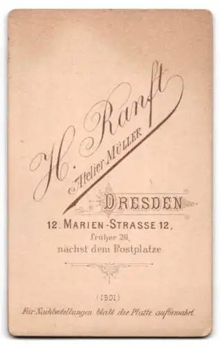 Fotografie H. Ranft, Dresden, Marien-Strasse 12, Porträt eines jungen Mannes