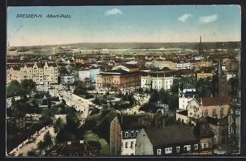 AK Dresden-Neustadt, Albert-Platz aus der Vogelschau