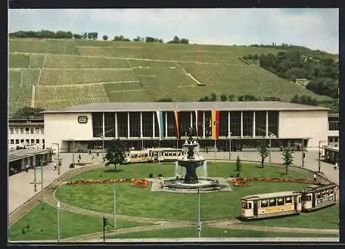 AK Würzburg, Hauptbahnhof mit Strassenbahn