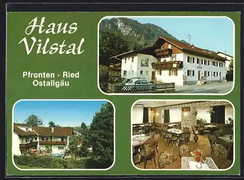 AK Pfronten-Ried /Ostallgäu, Hotel Restaurant Vilstal, Bes. Fam. Feiler, Vilstalstrasse 53, Aussen- und Innenansicht