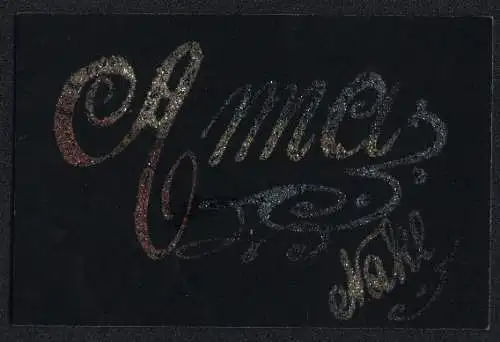 Glitzer-Perl-AK Schriftzug Anna mit blauen, weissen und roten Glitzer-Perlen