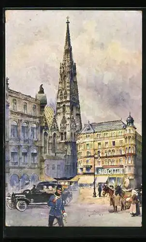 Künstler-AK Brüder Kohn (B.K.W.I) Nr.209-3: Wien, Blick auf den Stephansplatz