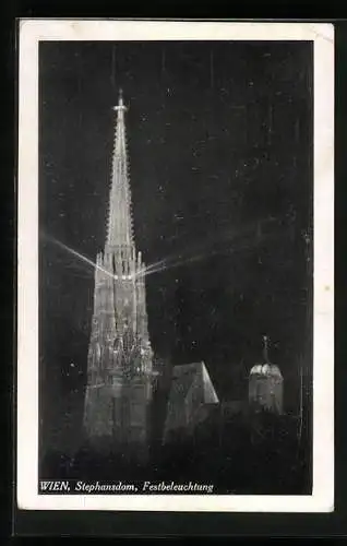 AK Wien, Stephansdom in Festbeleuchtung