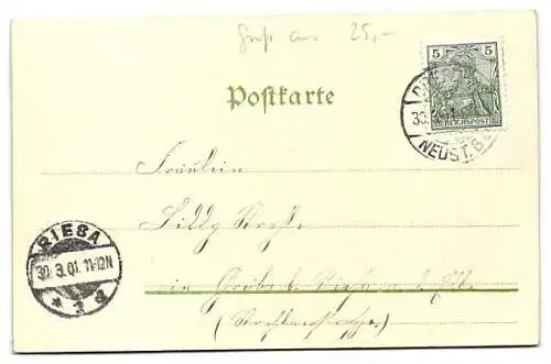 Glitzer-Perl-AK Kopf eines jungen Knaben auf einem Glücksklee, mit Glitzer-Perlen