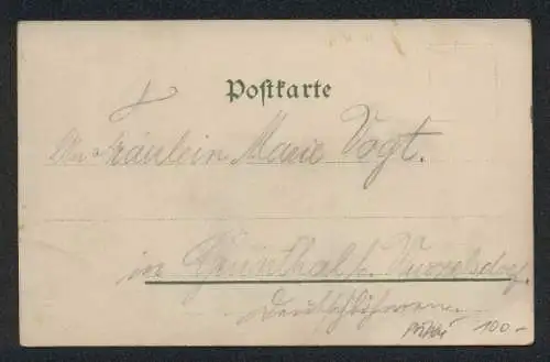 Glitzer-Perl-AK Sechs Schwalben auf einem Ast, mit Glitzer-Perlen