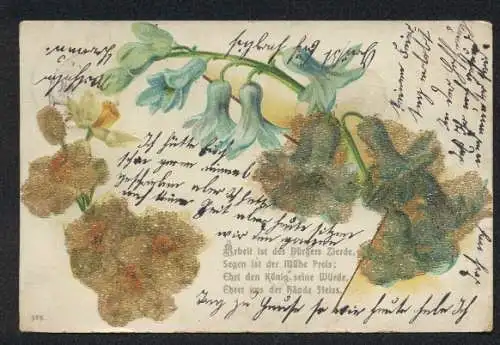 Glitzer-Perl-AK Ein Blumenarrangement mit Glitzer-Perlen