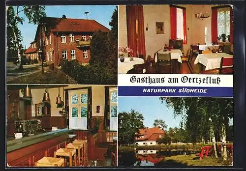 AK Poitzen, Innen- und Aussenansicht vom Gasthaus Am Oertzefluss, Bes.: H. Schröder