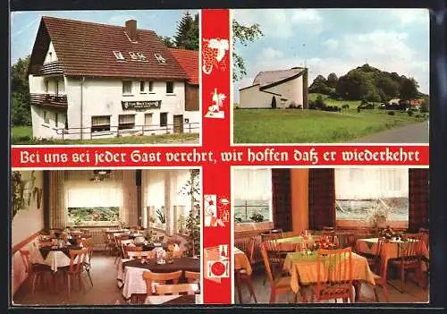 AK Gersfeld, Gasthaus-Pension Hotel Wachtküppel, Bes. Fam. Kirsch, Aussen- und Innenansicht