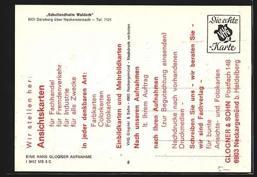 AK Darsberg über Neckarsteinach, Hotel Schullandheim Waldeck, Aussenansicht