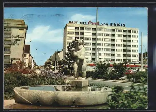 AK Heilbronn am Neckar, Berliner Platz mit Brunnen