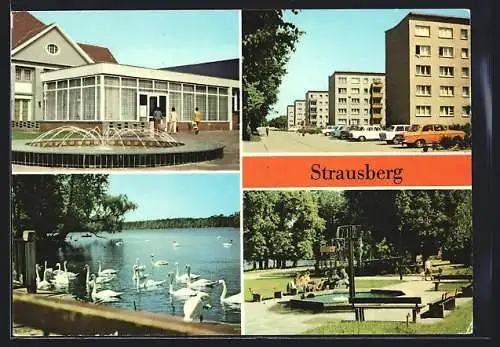 AK Strausberg, Haus der NVA Klub am See, Eingang zur Schwimmhalle, Artur-Becker-Strasse, Am Straus-See