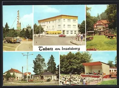 AK Tabarz, Grosser Inselsberg, Hotel Tabarzer Hof, Waldgaststätte Massemühle, Milchbar, Kurpark Winkelhof