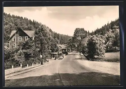 AK Wendefurt /Harz, Strassenpartie mit Ferienhotel