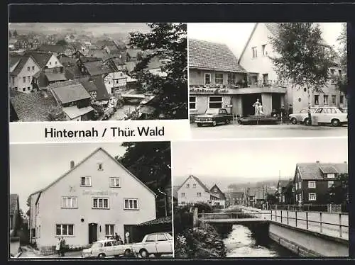 AK Hinternah /Thür. Wald, Gasthaus zum Mühlberg, Cafe Léda, Hauptstrasse