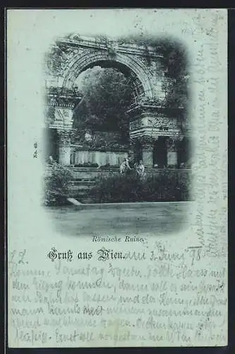 Mondschein-AK Wien, Schönbrunn, Römische Ruine