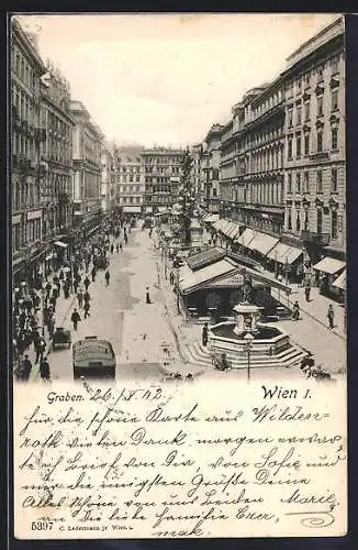 AK Wien, Graben mit Cafe und Pestsäule