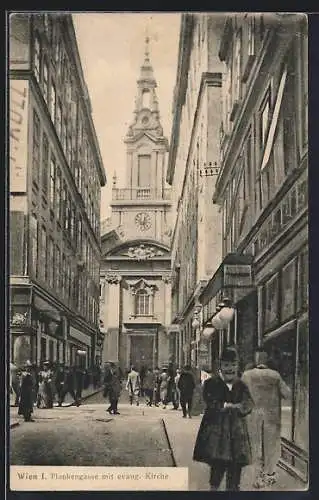 AK Wien, Plankengasse mit evang. Kirche