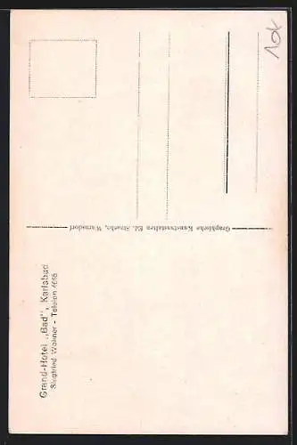 AK Karlsbad, Grand Hotel Bad mit Restaurant und Café, Bes. Siegfried Wohner