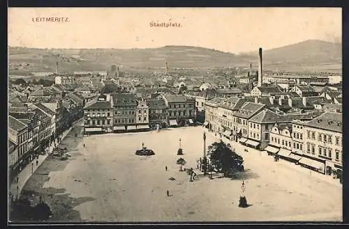 AK Leitmeritz / Litomerice, Stadtplatz aus der Vogelschau