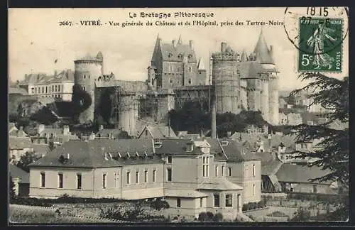 AK Vitré, Vue générale du Château et de l`Hôpital, prise des Tertres-Noirs