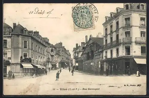 AK Vitré /I.-et-V., Rue Garengeot, Café des Voyageurs